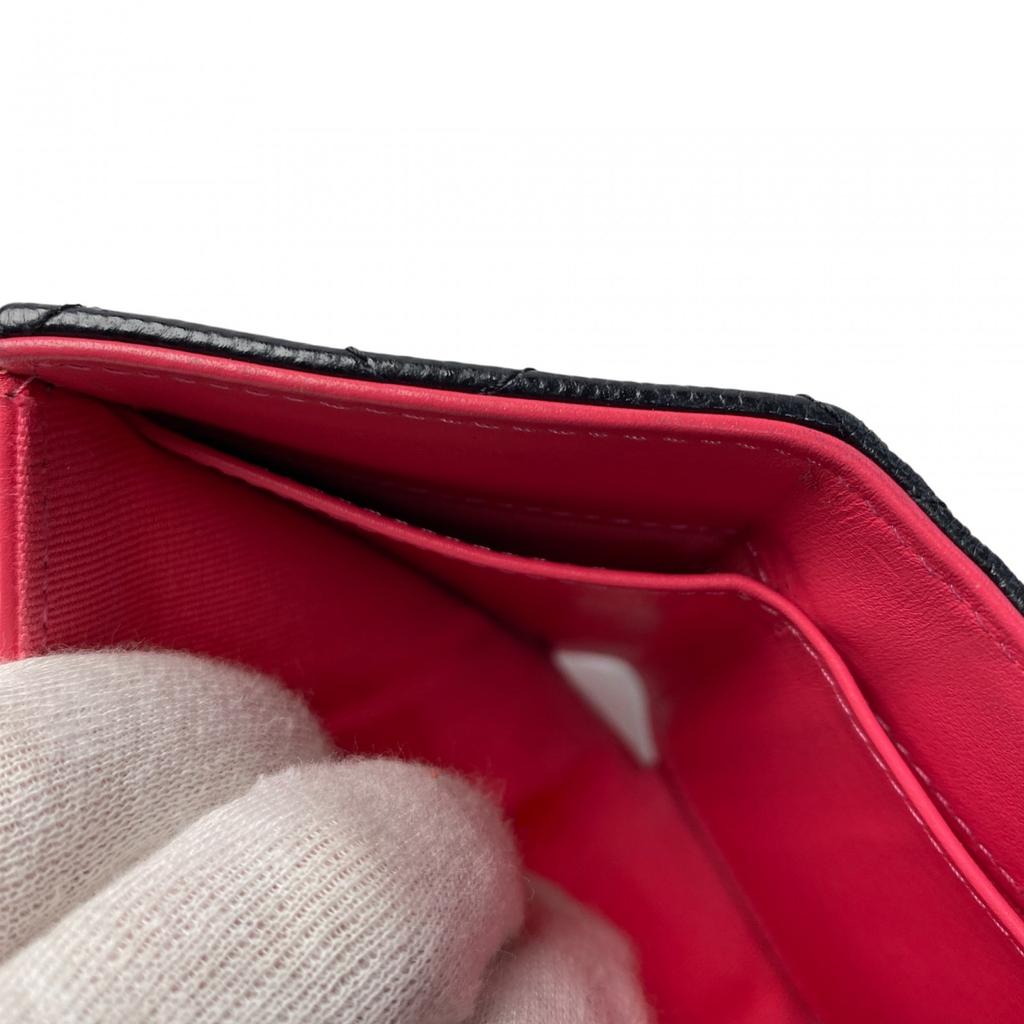 Used CHANELTri-fold Wallet Black/pink Leather Women