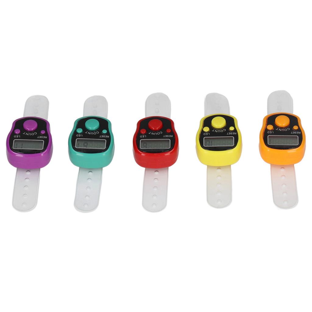5 Pcs Electronic Finger Counter Portable Lightweight Adjustable Ring Finger Clicker Counter with Light