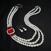 Rhinestone Bridal Accessory Embellished Pearl Necklace For Wedding Decor Dress