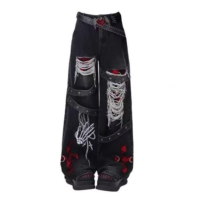 Men's Distressed Ripped Straight-Leg Jeans – American High Street Style