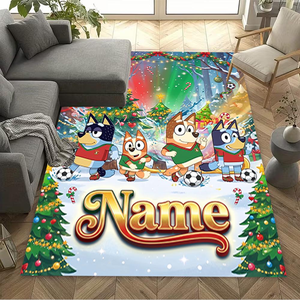 Sunny Day Soccer Fun Personalized Text Area Rug Suitable for Outdoor Playrooms Decorate room Game Room Anti-slip Rug Anime Office Decor