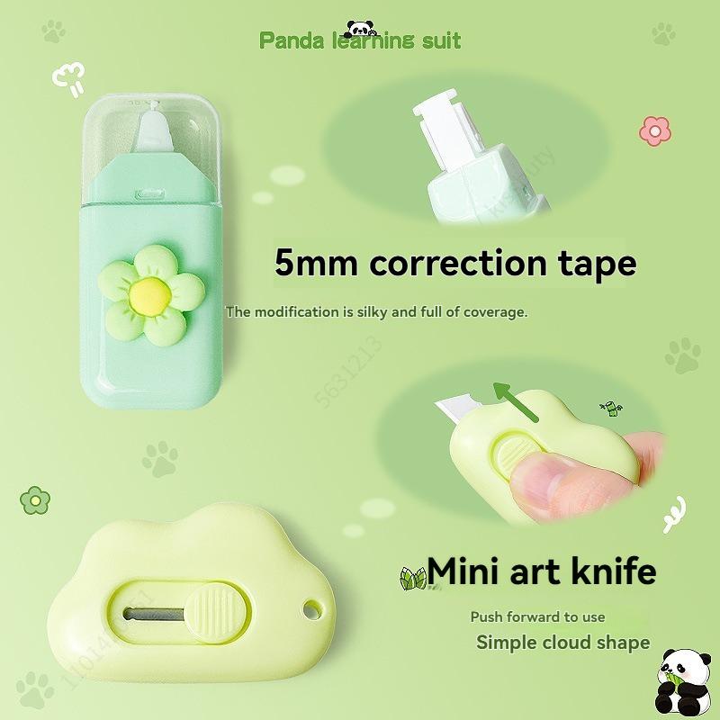 6-in-1 Cute Panda Stationery Set Birthday Present Back To School Gift Pencil Eraser Students School Office Correction Tape Kids