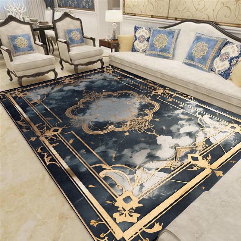 European Luxury Carpet for Living Room Decoration Home Sofa Coffee Table Rugs Non-slip Bedroom Bedside Lounge Floor Mat Washable