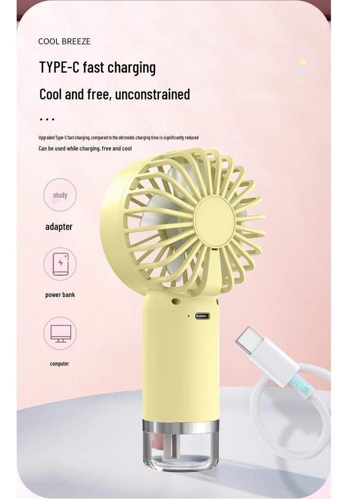 USB Rechargeable Handheld Mini Spray Fan for Dorms and Desktops