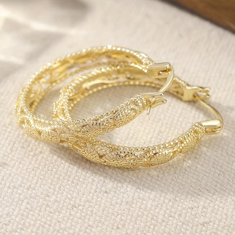 Xiaomi Huitan Delicate Design Women Hollow Circle Hoop Earrings Wedding Accessories Party Daily Trendy Gold Color Noble Metal Jewelry
