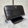 Used Luxury PRADA Long Wallet, Black, Leather, Accessories Included