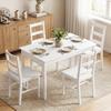 5 Piece Dining Room Set For 4 People Rectangular Dining Table And Chairs Made Of Solid Wood For Small Spaces White