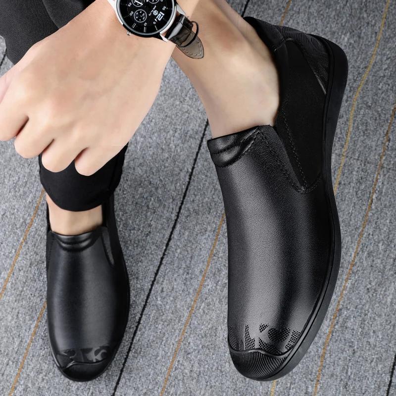 Mode Ärtor Lyxskor Herr Latskor Tide Hög Kvalitet Casual All-match Äkta Läder Mjuk Sula Loafers Nötskinnsskor Herr