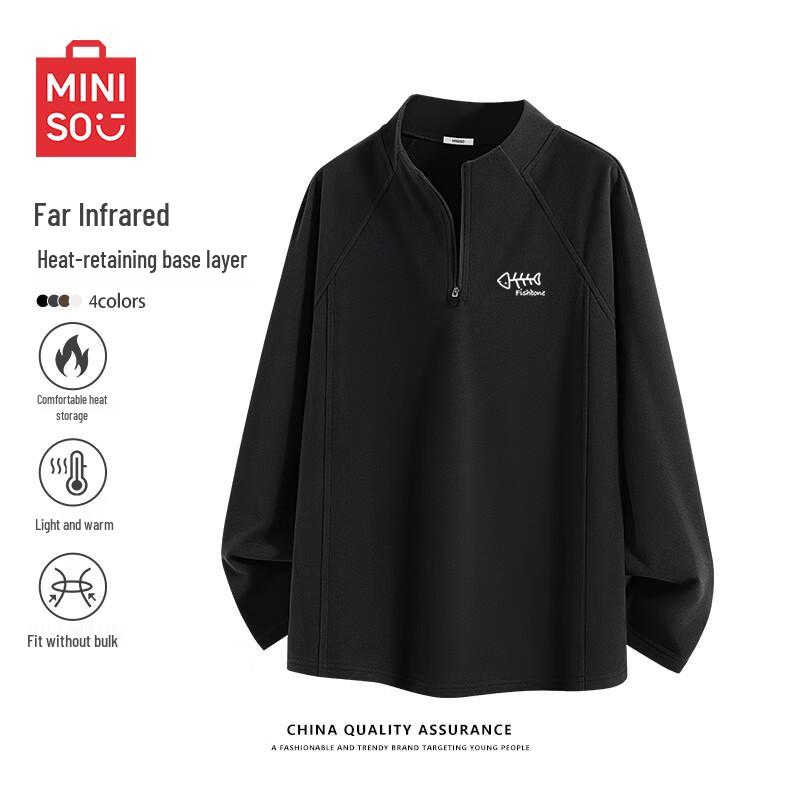 MINISO Men s Half-Zip Double-Fleece Thermal T-Shirt L