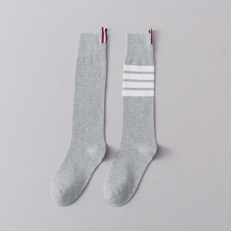 2021 Autumn/Winter Women's Slim Long Tube Knee Socks - Japanese College Style with Four-Bar Design