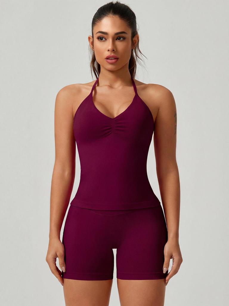 2025 Breathable Halter Tank Top Yoga Set: Cross-border DF, Tight Body-Shaping Fitness Wear