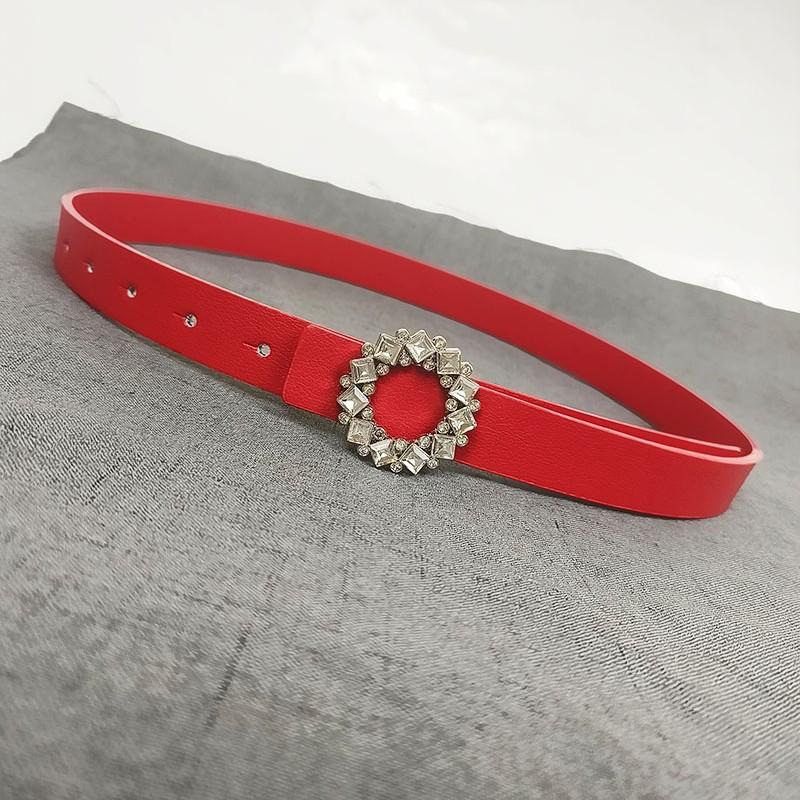 Women's Fashion Versatile Trend Decorative Suit PUThin Belt Rhinestone Leather Style Jeans Belt Simple Decorative Belt