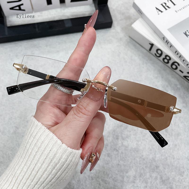 Outdoor Smart Photochromic Glasses Anti-Blue Finished Cutting Frameless Eyewear Blue Light Blocking Glasses