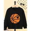 European sizes Kids' Crewneck Sweatshirt - Basketball with Heart Design , Sportswear And Casual Wear, Soft And Comfortable, Children's Clothing
