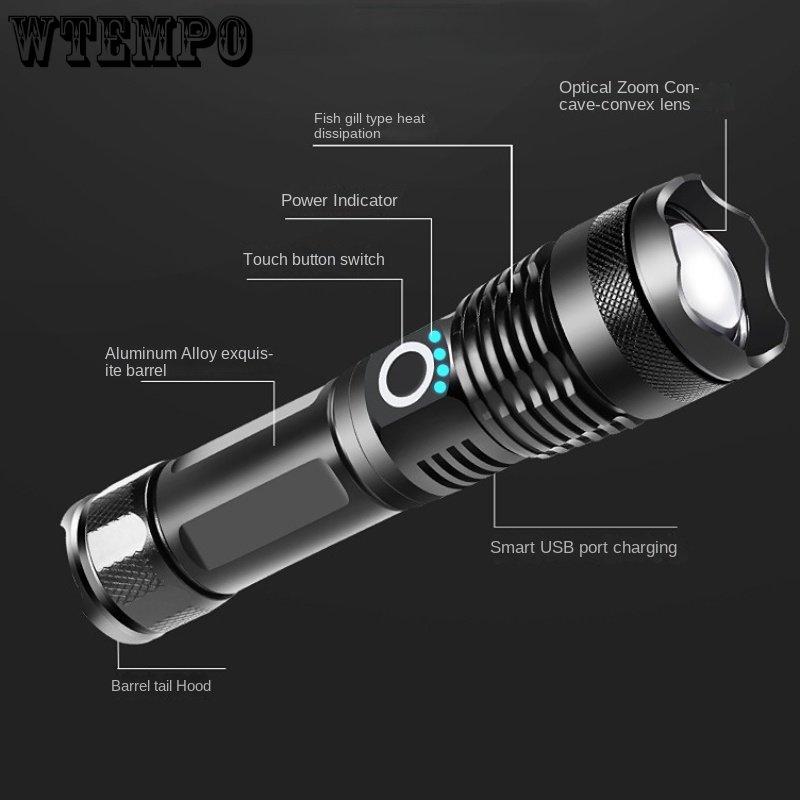 P50 Strong Light Flashlight LED Distant Light Multi-functional Telescopic Outdoor USB Rechargeable Lighting Flashlight