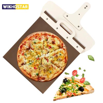 Sliding Pizza Peel Shovel Removable for 12 Inch Pizza Wooden Pizza Spatula with High-temperature Resistant Tarps
