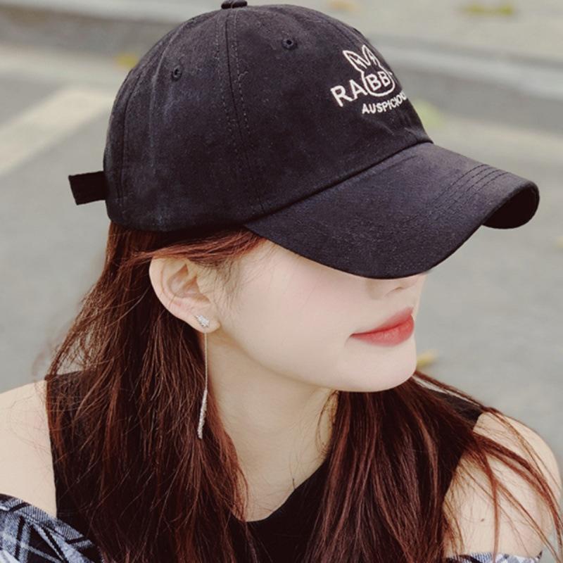 Spring New Letter Rabbit Cap Female Trend Brand Brown Hat Face Small Baseball Cap