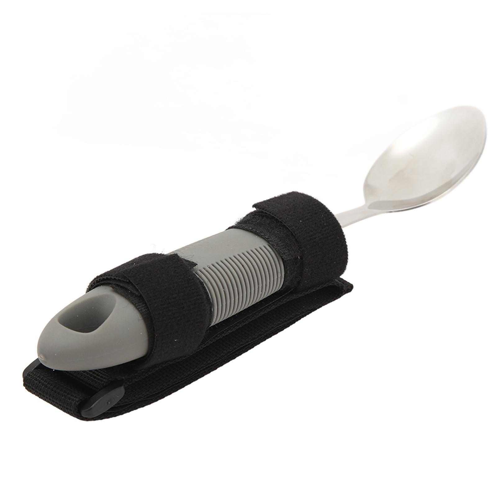 

Strap Adaptive Scoop Stainless Steel Wavy Shape Handle Cuff Eating Aids Scoop for Parkinson Arthritis