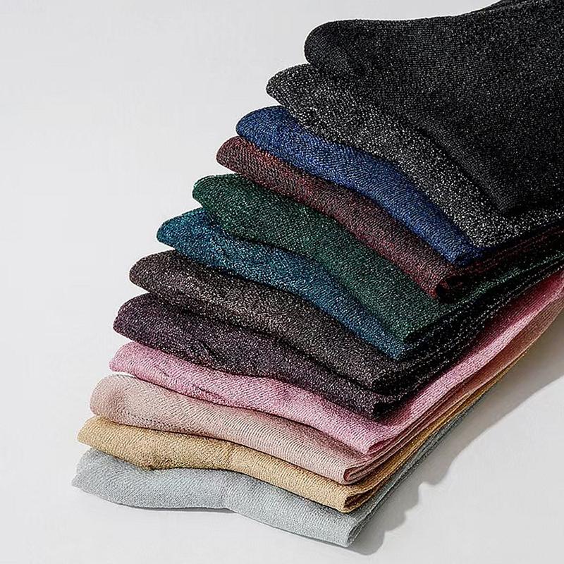1 Pairs Women'S Thin Sheer Breathable Sexy Shiny Socks Silk Socks Luxury Design High Quality Socks