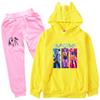 Kinder Mädchen Anime Cartoon K-Pop Rumi Zoey Mira Bedruckt Lässige Langarm Kapuzenpullover Hosen Kleidung Set