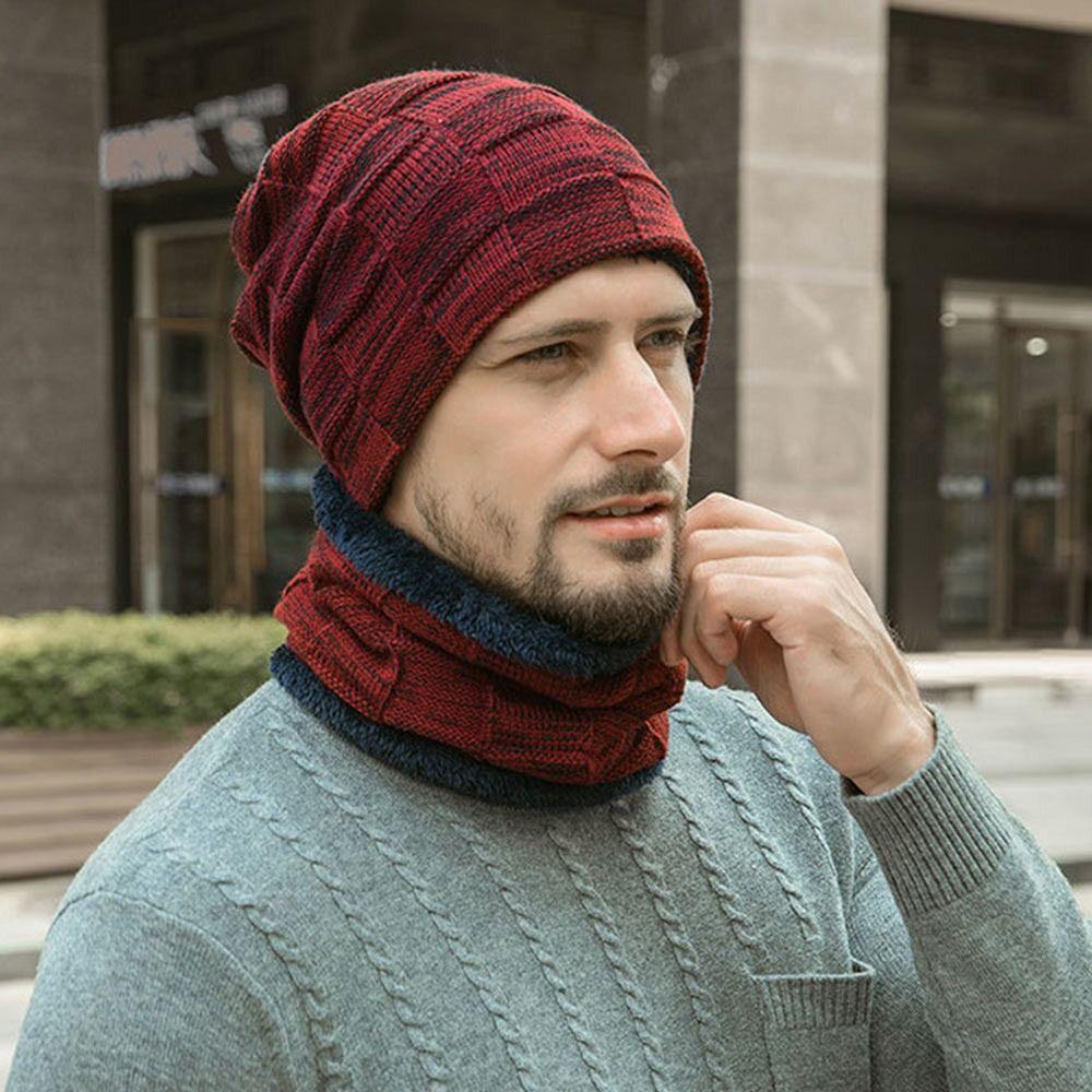 Warm Knit Hat Scarf Winter Ski Cap Fashion Skullies Bonnet