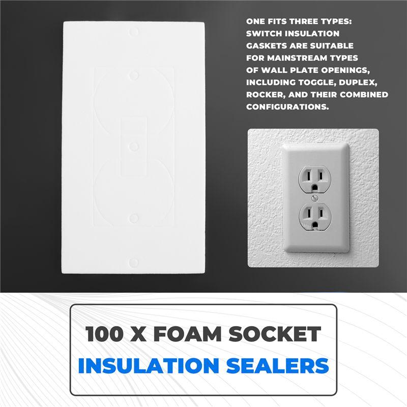 AEE4-Outlet Insulators Draft Sealers, 100Pcs Electrical Outlet Insulation Pads, EVA Foam Gasket For Wall, Switch Socket Cover