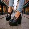 Women's Chunky Heel High Heel Shoes with Tassel Decoration - 2025 Autumn Collection in Plus Sizes