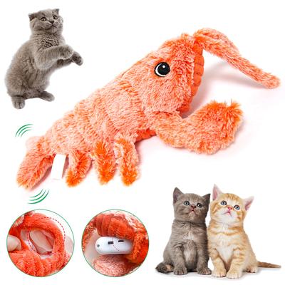 Electric Jumping Cat Toy Shrimp Moving Simulation Lobster Electronic Plush Toys For Pet Dog Cat Children Stuffed Animal Toy
