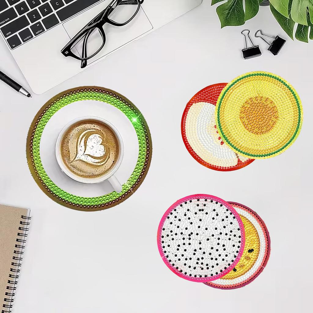 Amyaker Diamond Art 12 Fruit Coasters with DIY Beaded 5D Diamond Painting Coaster Craft Kit for and Arts and Crafts Supplies Kit, Holder, Coasters,