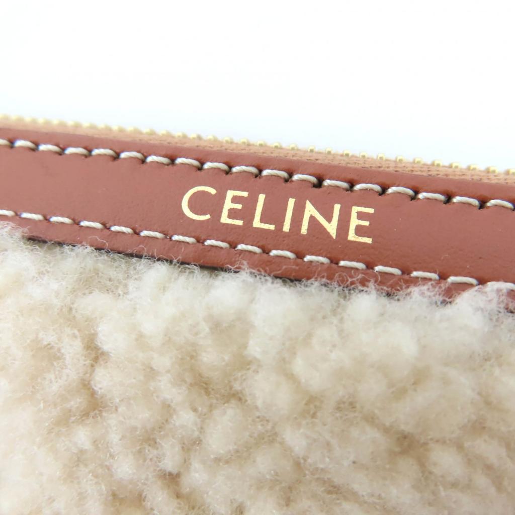 Pristine CELINE Clutch bag SMALL POUCH WITH STRAP shearling leather 10J503FJ4 Used