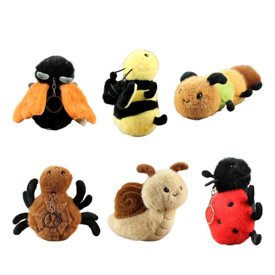 Cuddly Insect Plush Keychain Soft Stuffed Animal Keyring Emotional Support Toy for Stress Relief And Comfort Playful Cuddle Buddy for Kids