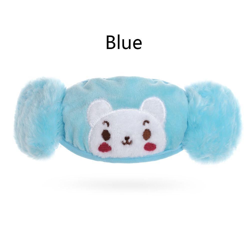 

Милая вышитая дышащая детская маска для лица, маска для рта, теплые наушники, плюшевый мультяшный синий