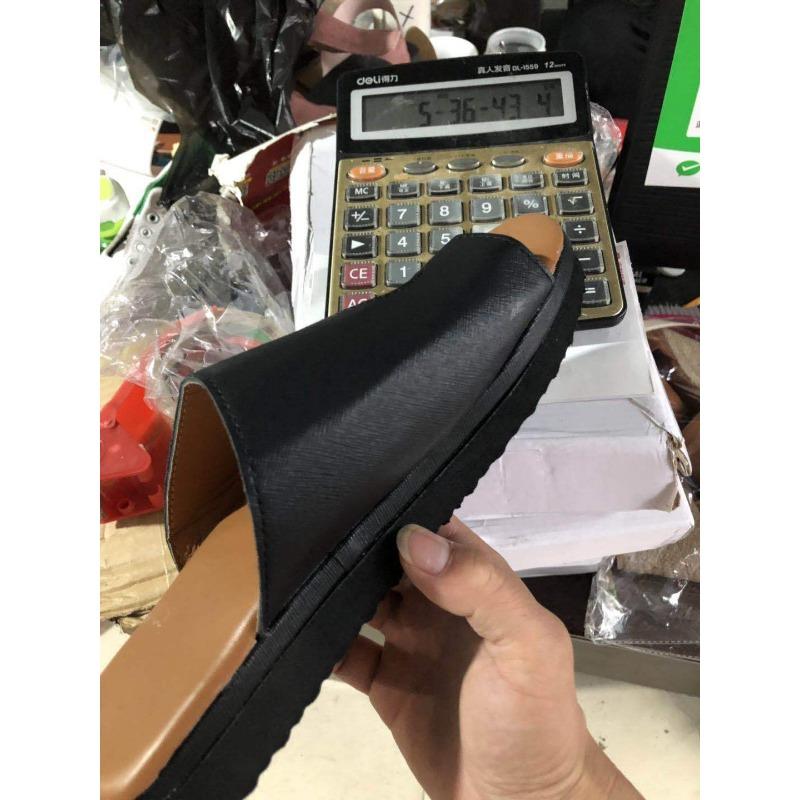 Tragen Leder Drag Schräge Absatz Abdeckung Zehe Cool Slipper Damen Außenhandel Übergröße Spot