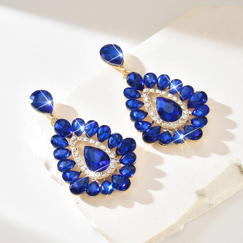 Lange Tropfen-Strassstein-Mode Personalisierte Ohrringe Luxuriöse Retro-Tropfenohrringe Legierung Diamant-Anhänger