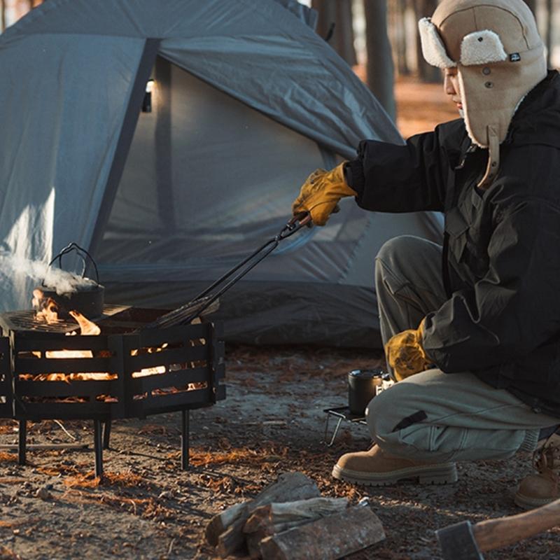 Pinces Barbecue Camping Manche Long Pinces à Charbon Acier au Carbone Pinces à Charbon Cheminées Pinces Barbecue Pinces à Feu