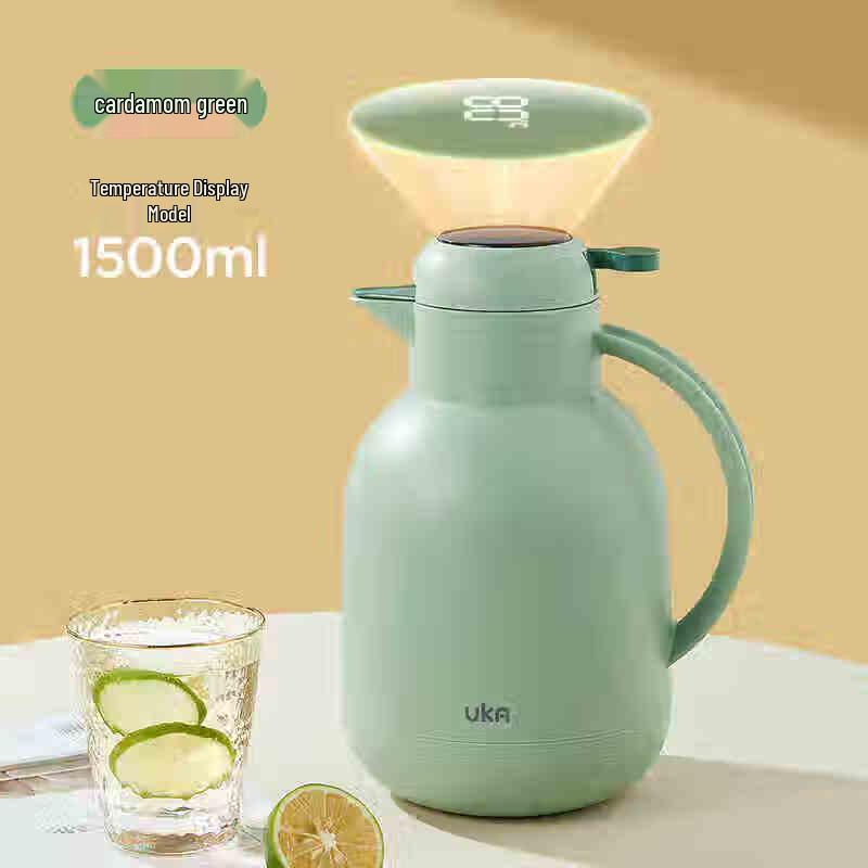 UKA 1.5L Glass Liner Thermos with Temperature Display