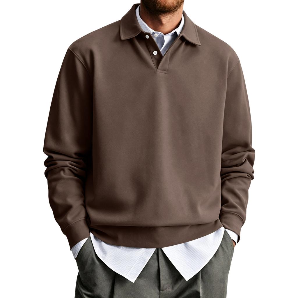 Men's Color Long Sleeve Shirt Casual Collared Top for Daily Wear