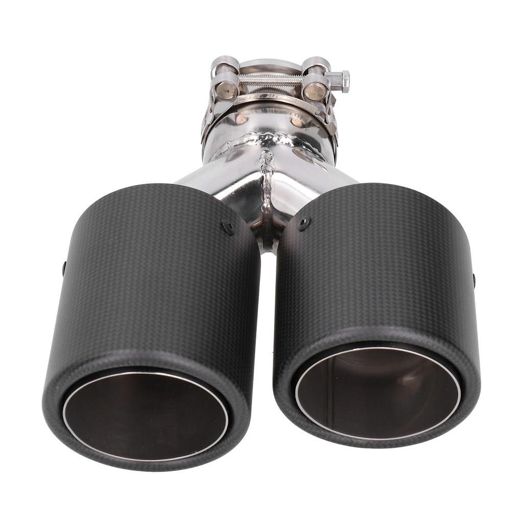 Matte Carbon Fiber Car Dual Exhaust Pipe Tail Throat Tip Stainless Steel Right Outlet