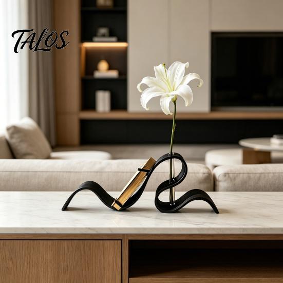 3D Printed Wave Bookshelf, Modern Abstract Ribbon Style Book Stand, Elegant Desk Organizer for Book Magazines, Flower Vase Home Office Decor