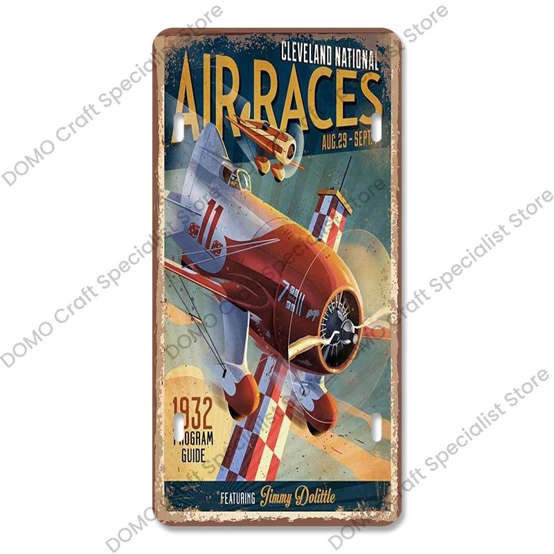 Air Races Metal Plate Tin Signs Retro Top Gun Airplane Metal Poster Garage Club Bar Home Wall Decoration 15x30cm