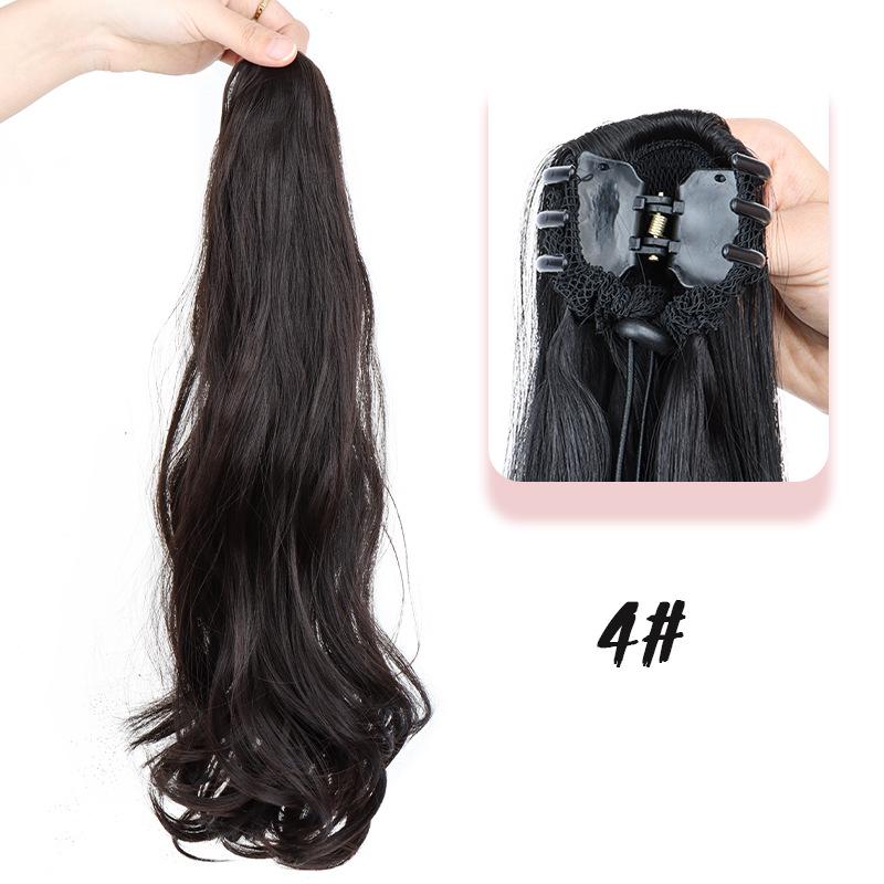 European & American Women's Layered Curly Ponytail Wig Extensions - Fashionable Realistic Big Wave Hairpiece with Drawstring Braid
