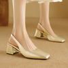 Fashion Bright Green Patent Leather Slingback Pumps | Square - Toe Chunky Heel Stylish Shoes