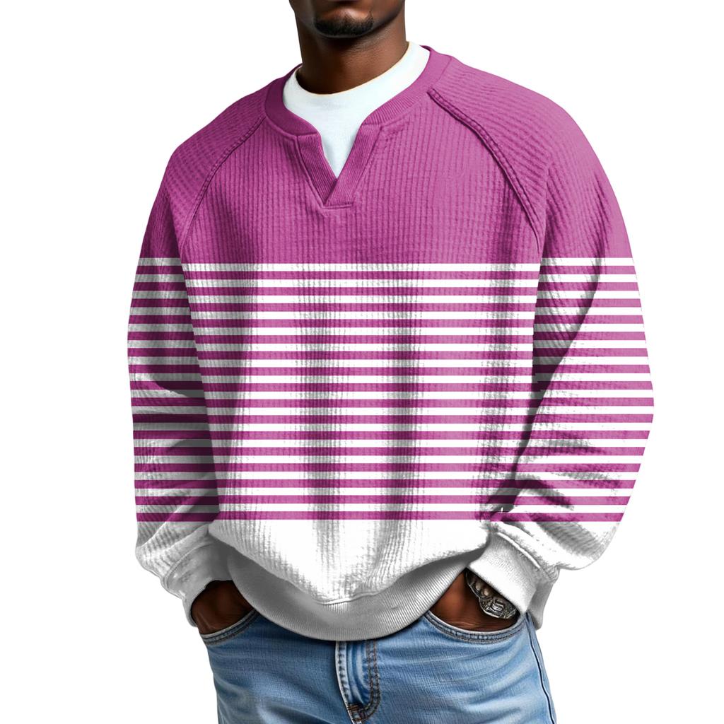 Herrfritidshuva Utomhus V-hals Vågmönster Långärmad