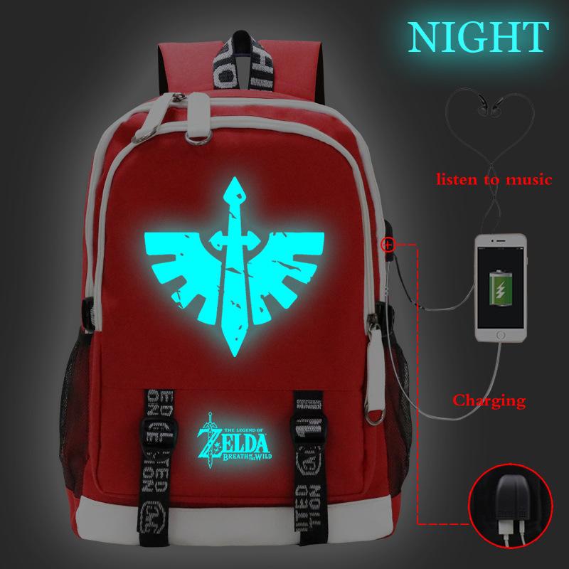 

Легенда о Зельде Принтованная дорожная сумка Порт USB Студенческая школьная сумка Average Size