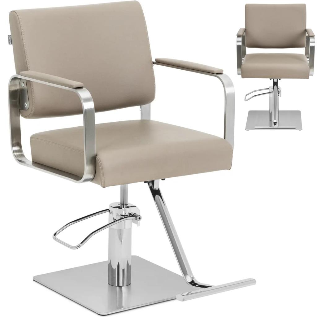 Physa OTLEY beige and silver hairdressing and beauty chair with footrest