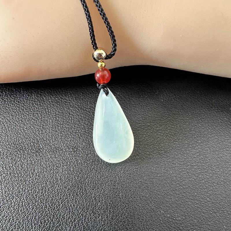 Xiuyan Jade Water Drop Pendant Necklace, Stock Available, Customizable for Earrings and Pendants.