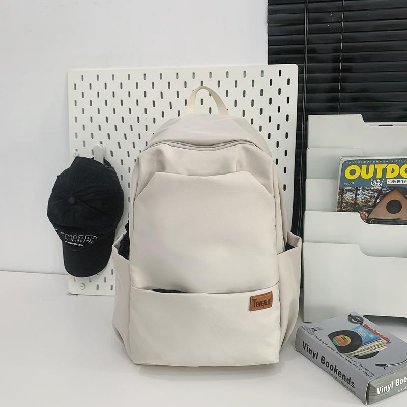 Women Solid Color Backpack Men's Backpack Lightweight Travel Computer Bag Student Schoolbag
