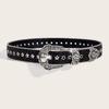 Wide Women'S Rhinestone Jeans With Denim Design Belt And Personalized Wind Belt Belt.