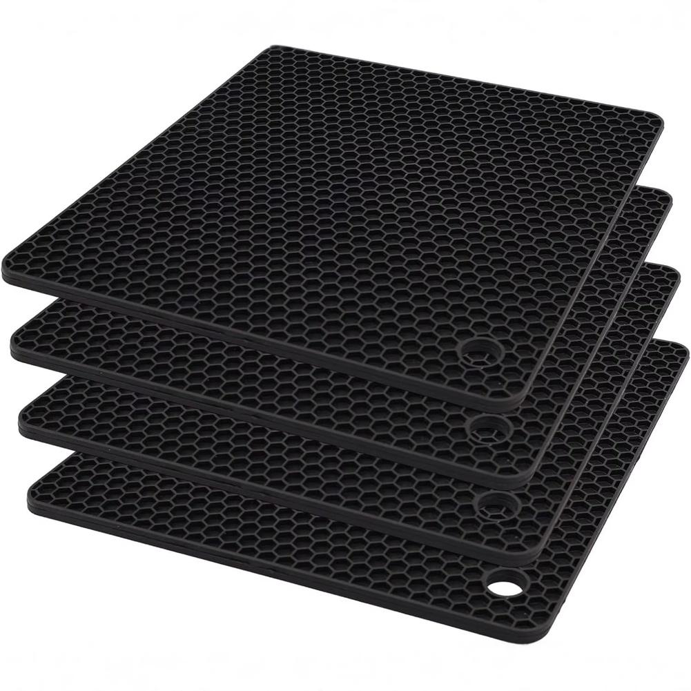 Round Heat Resistant Silicone Trivet Set 4pcs for For kitchen Table Countertop Stovetop Pots Cups Cookware Serving Dishes Use