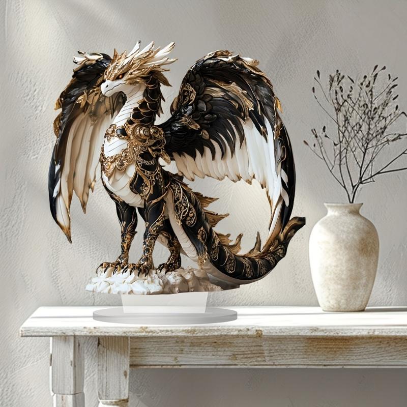 Acrylic Dragon Figurines Sculptures Lovely Animal Statues Decorative Ornaments for Living Room,Bedroom Home Decorations